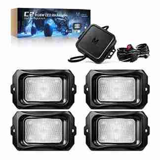 MICTUNING C2 Curved RGBW LED Rock Lights - Underglow Multicolor Neon Light with for Jeep Gladiator JT