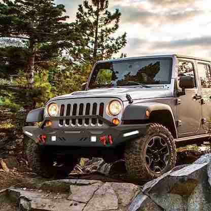 SUNPIE Bumper Front and Rear, JL/JLU , Rock Crawler Bumper w/6 LED Lights&4 - alternate view