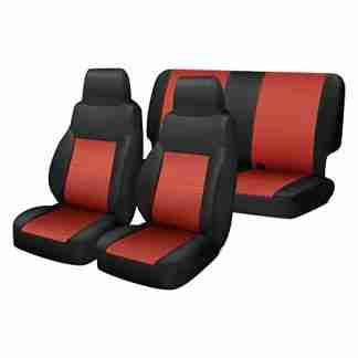 Rugged Ridge Seat Cover Kit, Black/Red for Jeep Wrangler JK